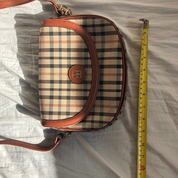 Vintage 80s Plaid Canvas/ Leather Cross Body Bag - Picture 10 of 16